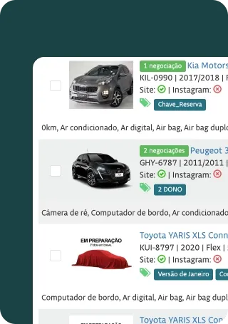 Site da loja com os veículos do estoque