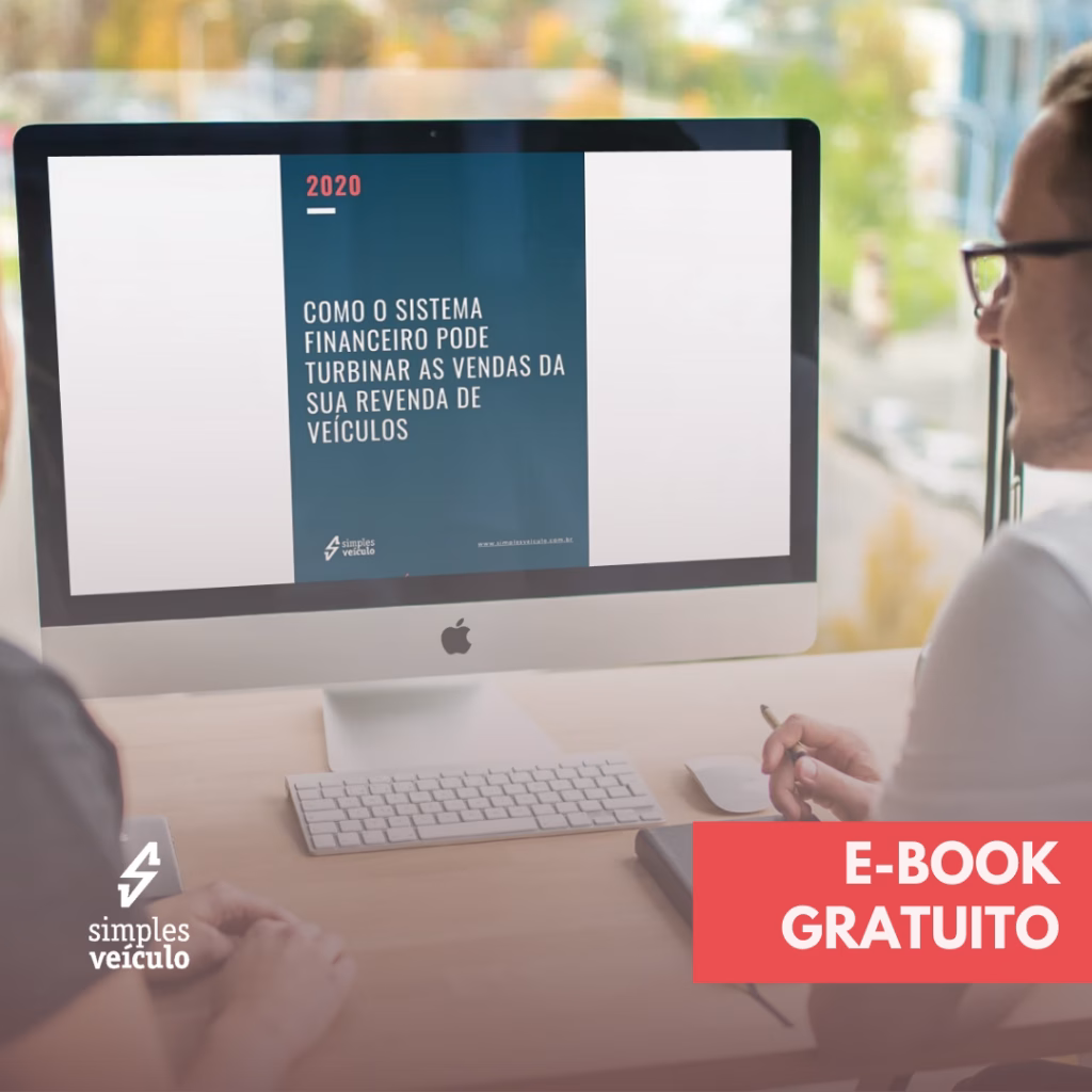 Monitor mostrando o e-book gratuito Como o sistema financeiro pode turbinar as vendas da sua revenda de veículos